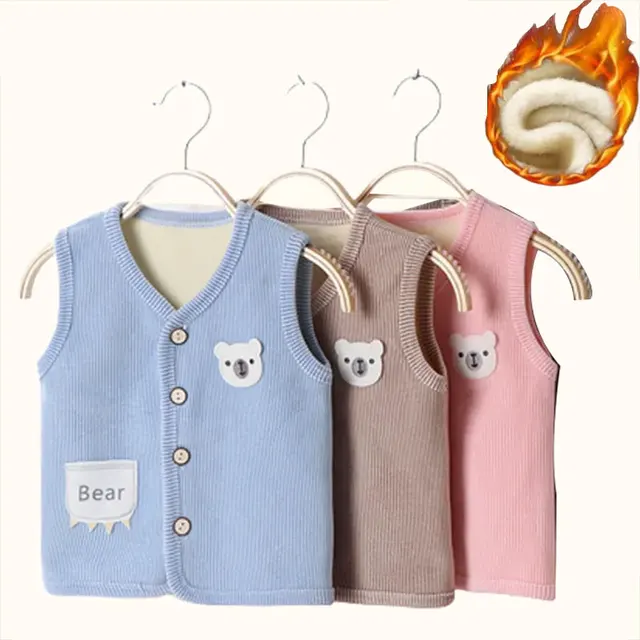Rocklon Kids Clothes Waistcoat Children's Vest  Boy Girl Thicken Velvet lining Keep Warm Jackets Vest Children's Clothing  Autumn Winter