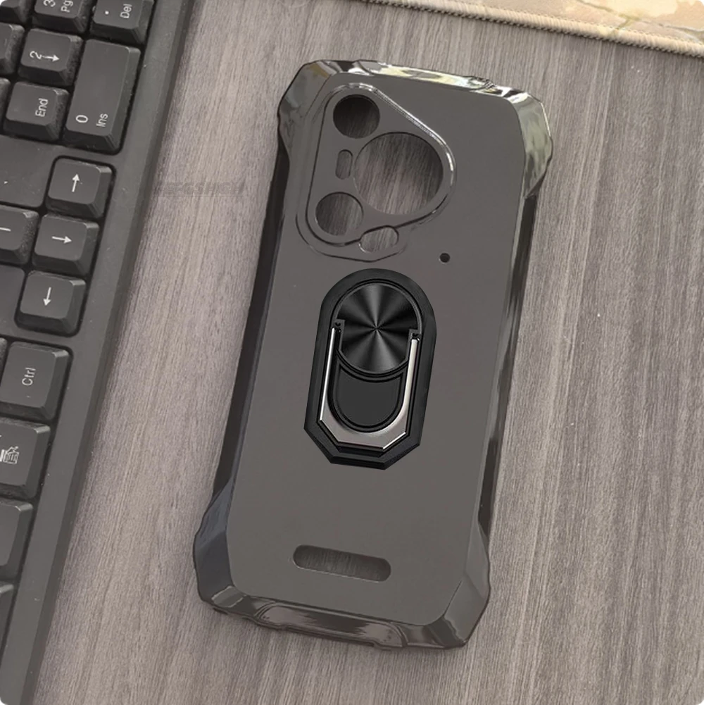 Elegant Blackview BL7000 Soft TPU Silicone Phone Case with Back Finger Ring & Bracket Holder, 6.78