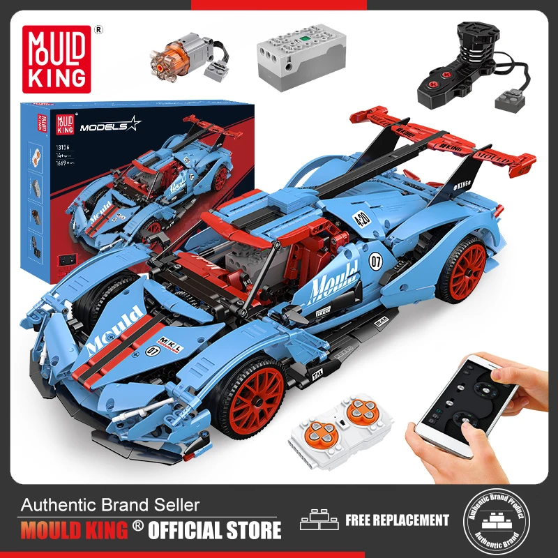 

MOULD KING 13155 13156 Technical MOC Apollo IE Super Racing Car Remote control Building Bricks Blocks Kids RC Toys For Kids Gift