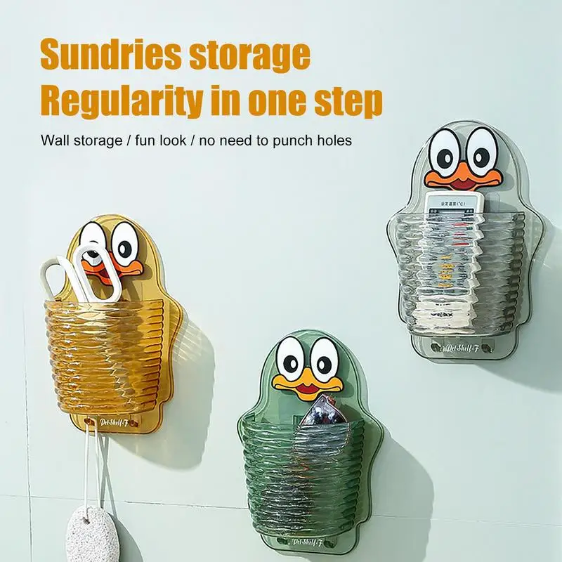 

Penguin Toothbrush Holder Wall Mounted Suction Cup Toothpaste Holder Cartoon Storage Box Adhesive Bathroom Toothbrush Dispenser