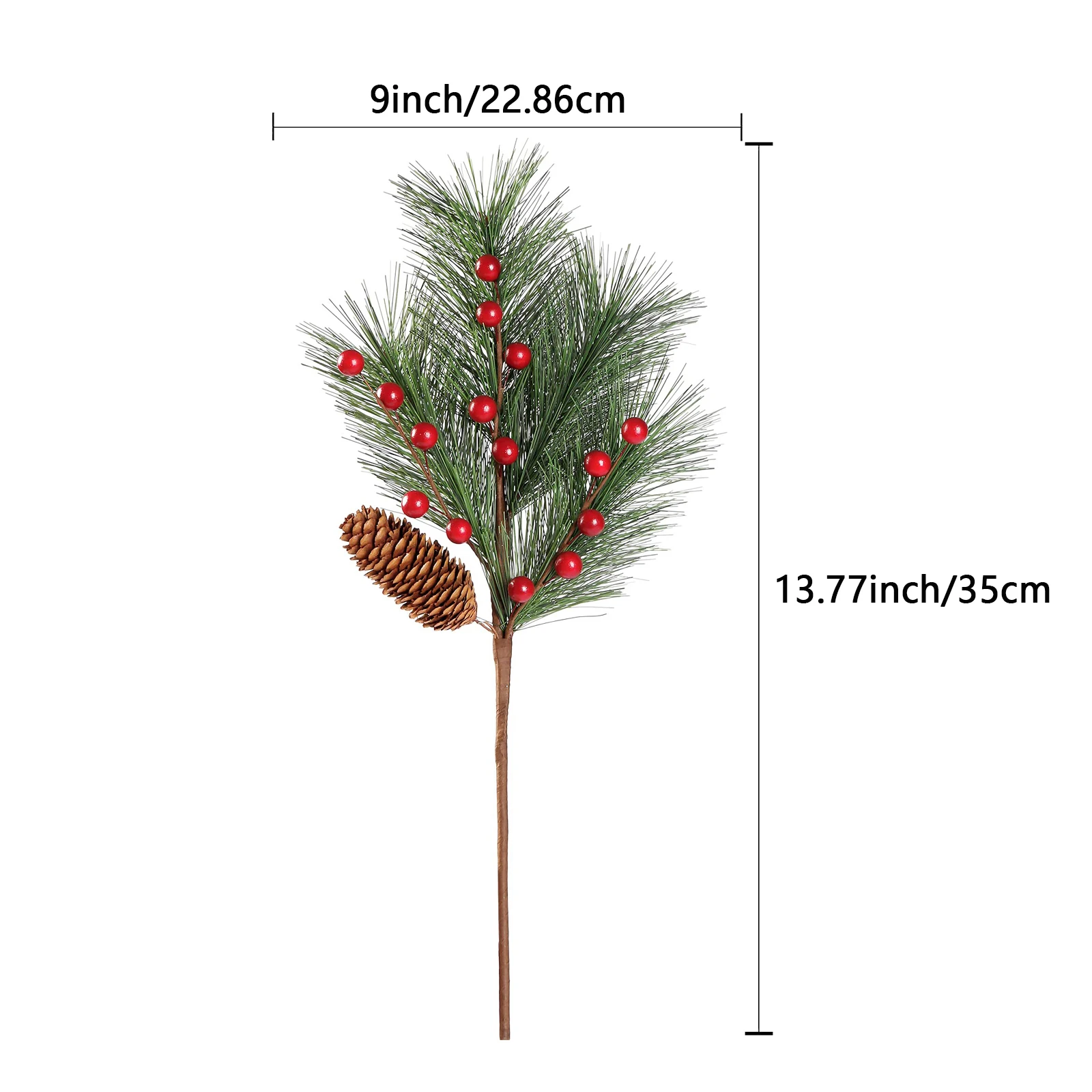 thumbnail image 1 of Adornos para árbol de Navidad con forma de piña y flores artificiales de frutos rojos, embalaje de regalo para fiestas en casa, corona de bricolaje, 1 of 5