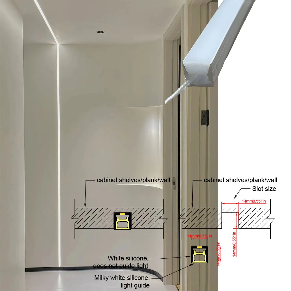 

14 × 14 мм Увеличьте свое пространство фотолампой из силиконовой неоновой трубки идеально подходит для шкафов книжных полок и потолков