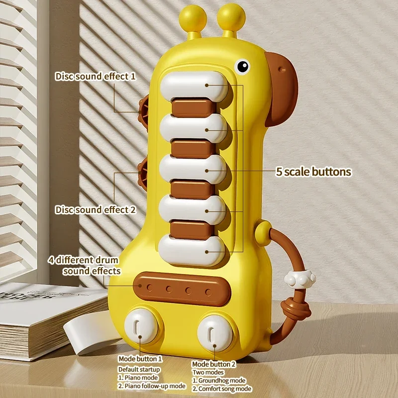 Baby Piano Toys Kids Rotating Music Piano Keyboard with Light Sound Musical Toys for Toddlers Early Educational Music Toy Gifts