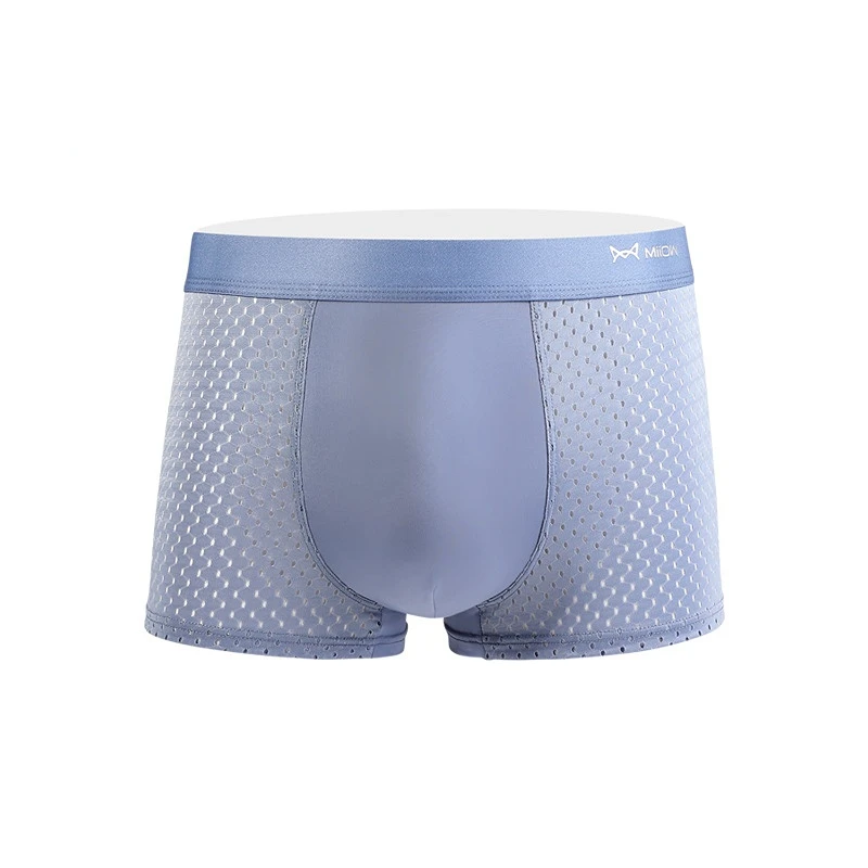 3pcs/set Graphene Men Underwear Panty Man Boxer Shorts AAA Antibacterial Ice Silk Panties Mesh Breather Underpants