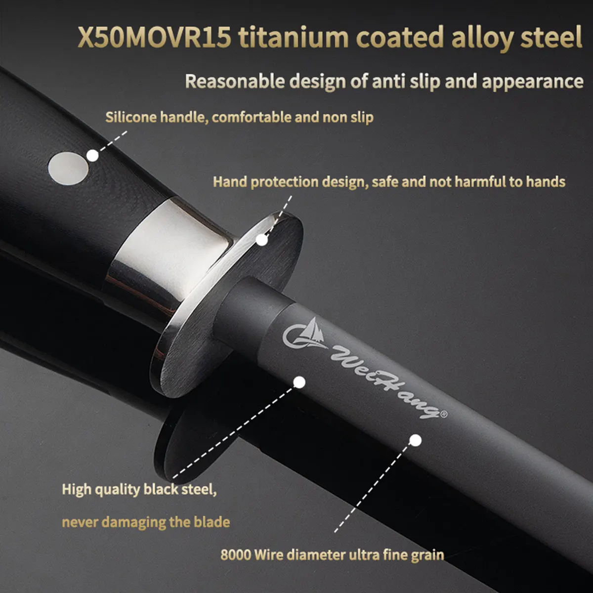 17인치 티타늄 다이아몬드 코팅 연마봉 - 고탄소강 칼날용 최고의 칼갈이, 상업용 주방 도구