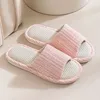 2024 New Women's Fashion Home Linen Couple Slippers Breathable Home Shoes Moisture Absorbing Anti slip Cotton Linen Slippers 5