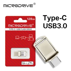 High - Speed USB 3.0 Type C Mini Flash Drive - 32GB, 64GB, 128GB - 32 GB (Silver)