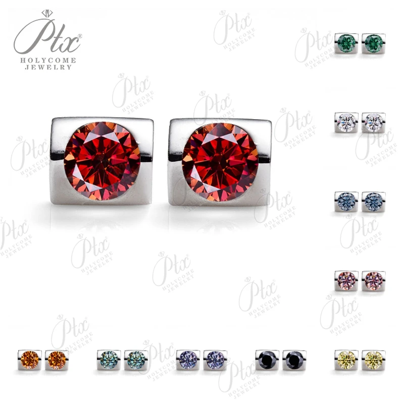 Moissanite  천사의 키스 스터드 귀걸이 여성을위한 여러 가지 빛깔의 보석 보석 결혼 선물 인증서 참