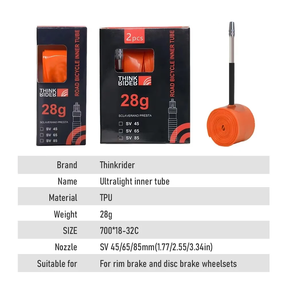 ThinkRider 28g Ultralight Bike Inner Tube 700 x 18 25 28 Road