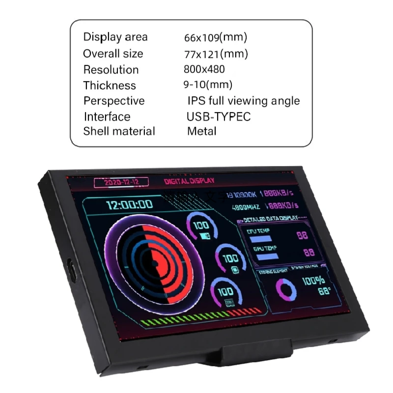 Polegada Ips Display Lcd Usb Tipo-c Tela Secundária Computador Cpu Gpu Ram Hdd Monitor Usb Display para Livremente Aida64 Novo - Imagem 2