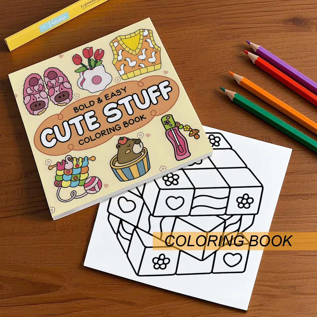 BOLD & EASY CUTE STUFF Coloring Book for Adults Cartoon Designs Fashion Style Simple Stress Relief Graffiti Painting Drawing 4