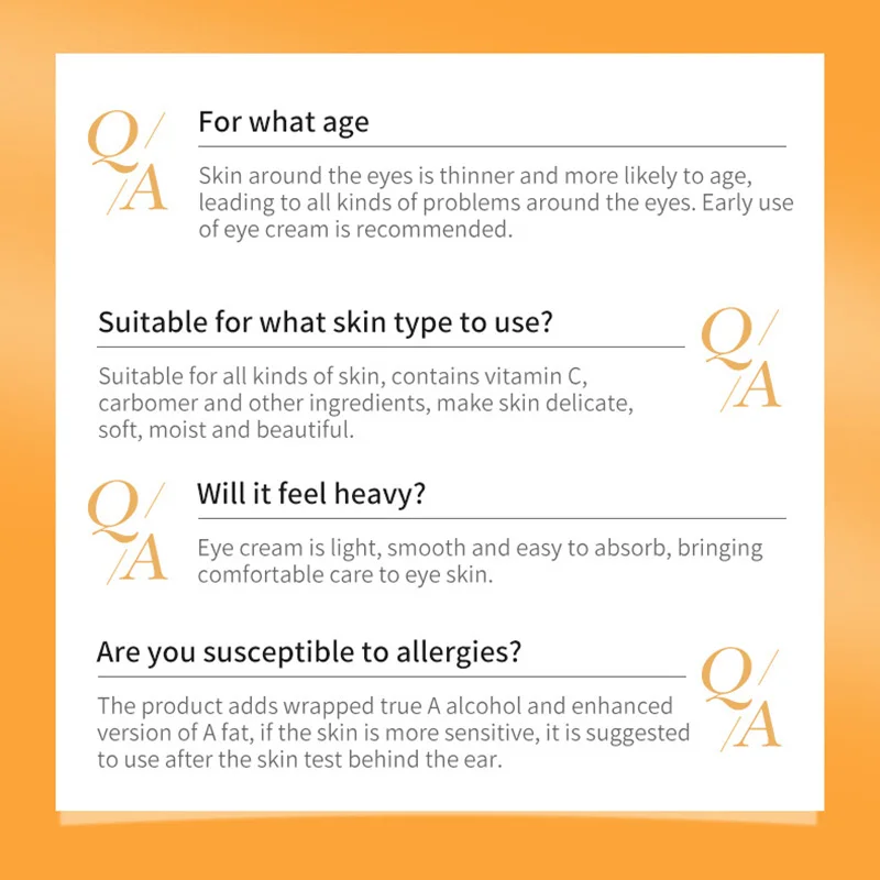 SADOER Vitamin C Eye Cream Moisturizing Anti Dark Circles Eye Bags Firming Anti-puffiness Beauty Eyes Skin Care Products