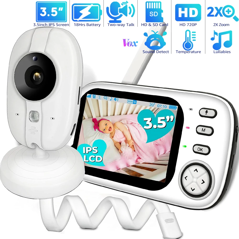 

3.5" Video Baby Monitor With Camera 2.4G Wireless Security Baby Camera 2-way Talk Night Vision VOX Temperature Nanny Babysitter