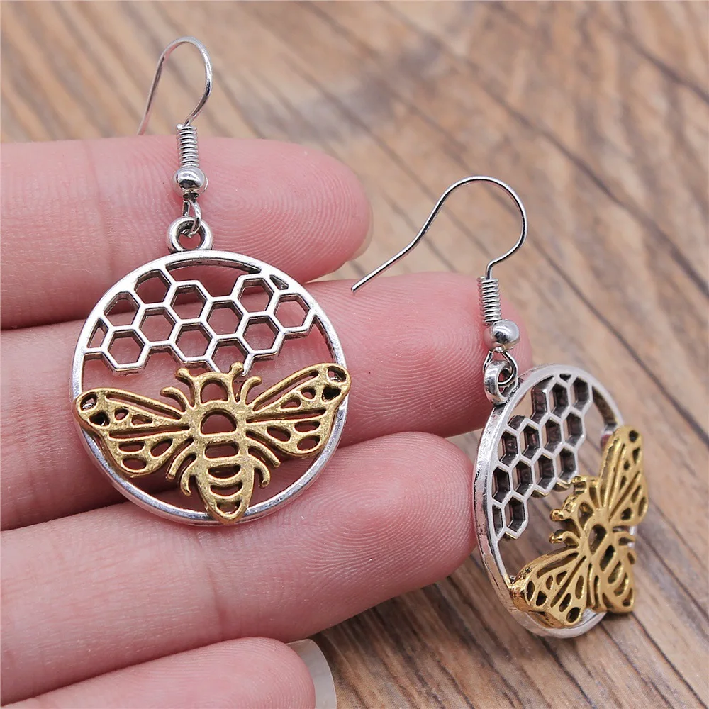 Orecchini geometrici a nido d'ape in argento Sterling 925 per