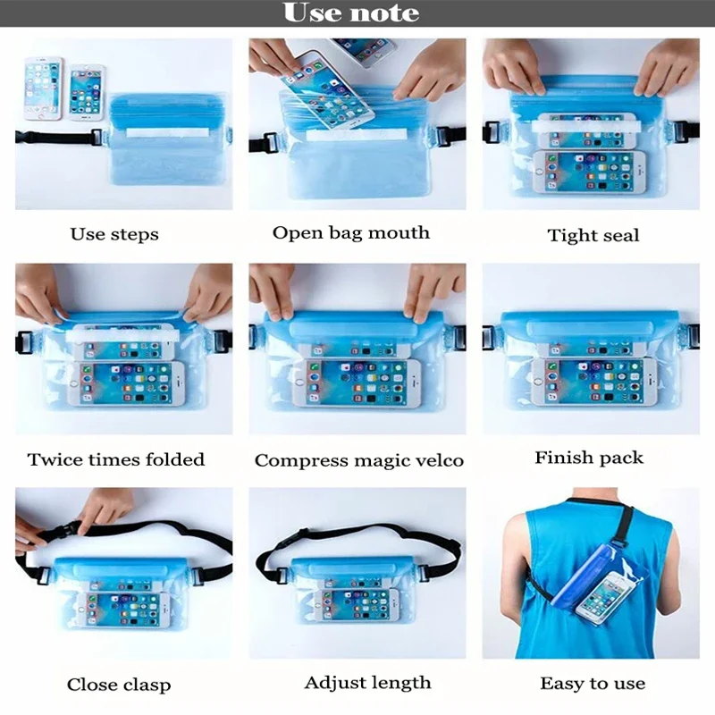 3 Layers Waterproof Sealing Drift Diving Swimming Waist Bag Skiing Snowboard Underwater Dry Shoulder Bag for Phone