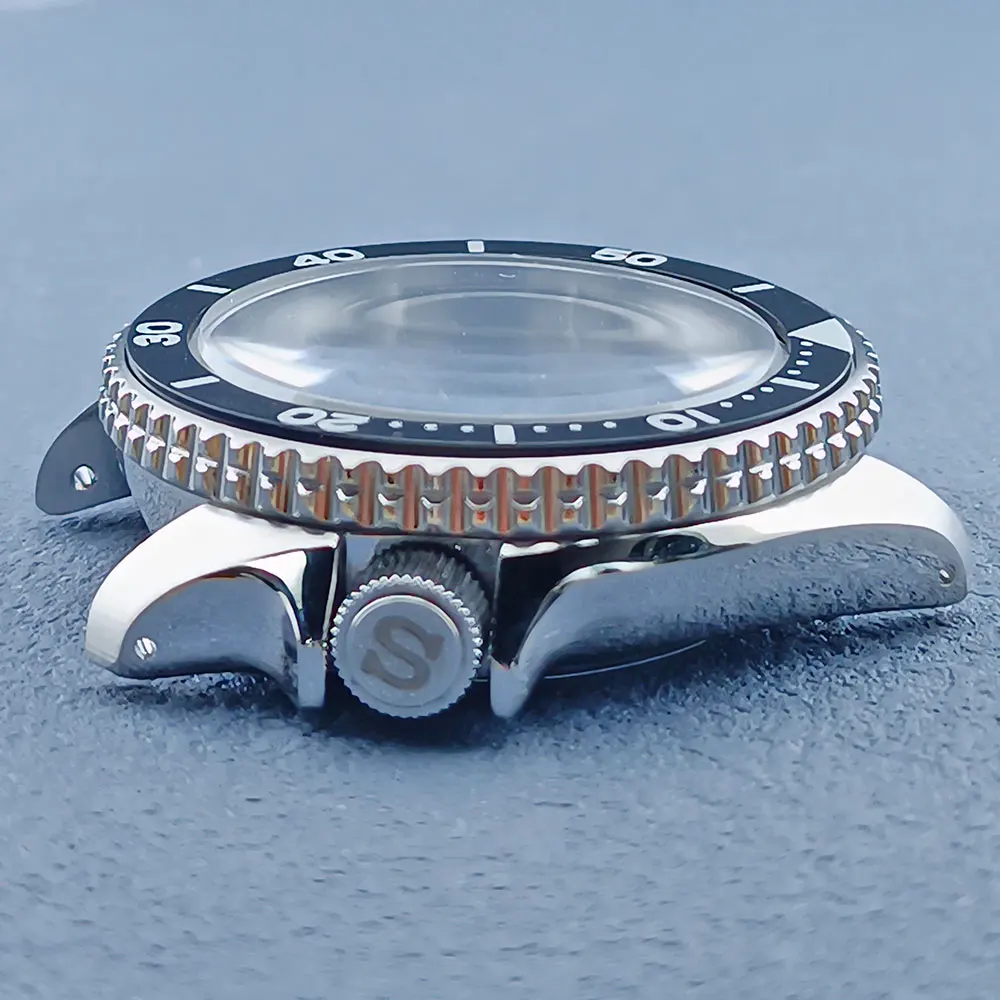 41mm 007 Silver watch case 316L stainless steel sapphire flat glass 10bar waterproof suitable for NH3 series 35 36movement