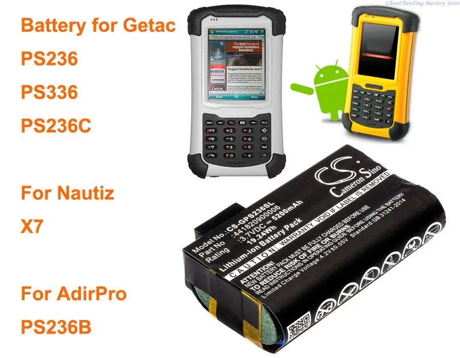 Cameron Sino 5200Mah Batteria 441820900006 Per Adirpro Ps236B, Per Getac Ps236, Ps336, Per Nautiz X7
