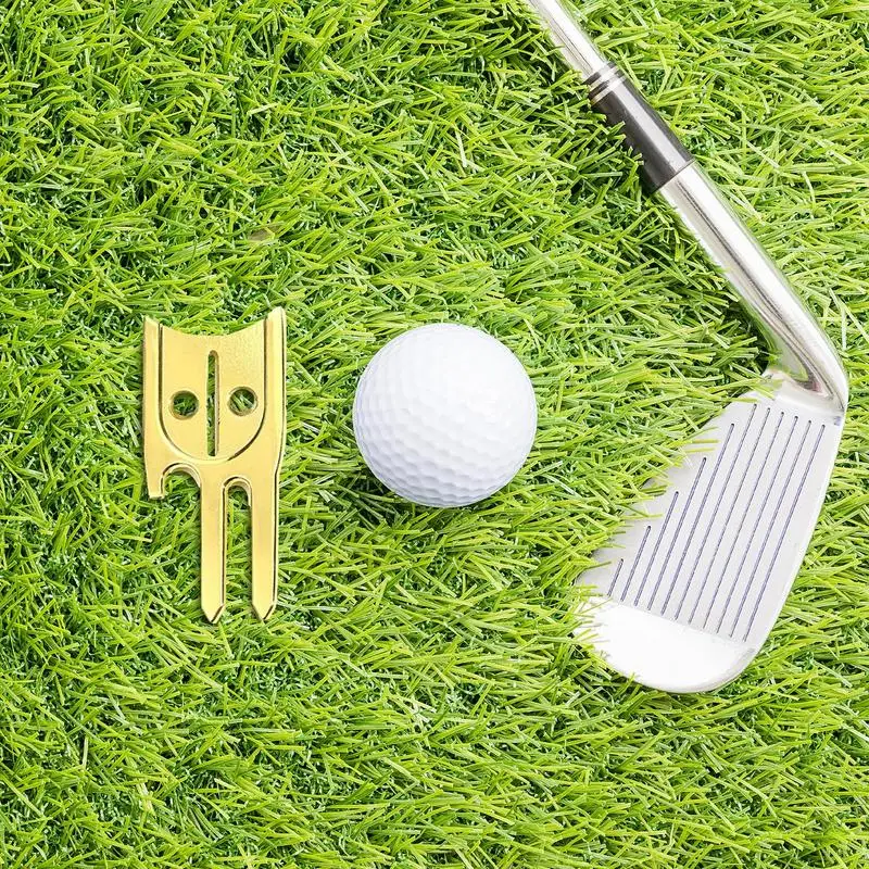 Golf Ball Divot Tool 6 In 1 Ball Mark Repair Green Tool Multifunctional Golf Green Repair Fork Marker For Family