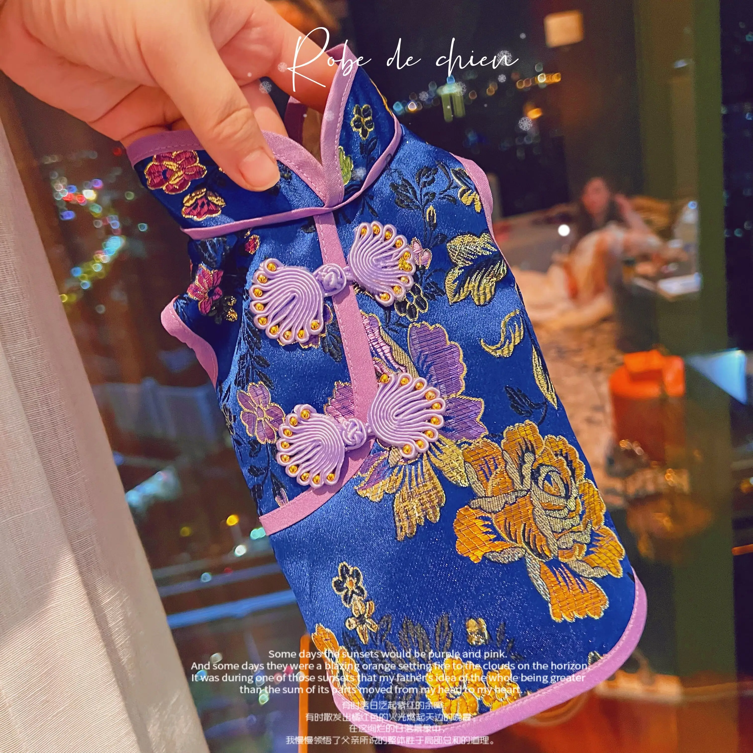 

Sapphire Jiugong Coral Plate Cheongsam Pet Tang Suit New Year Chinese Style