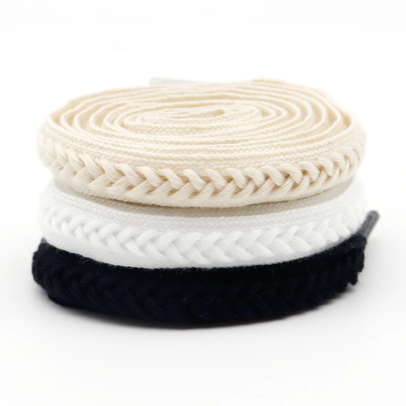 Coolstring 15 mm breite flache Schnürsenkel aus Poly-Baumwollmischung für Damenstiefel und Segeltuchschuhe, Weizenohr-Design, lässiger und Street-Style