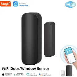 Smart WiFi Door and Window Sensor with App Alerts - Black (19JWT-B)
