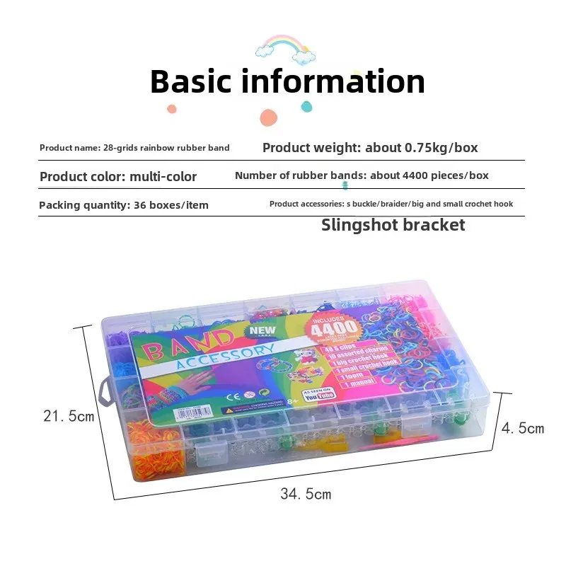 Colorful Handmade Braided Rubber Eraser 28 Grids DIY Educational Children's Toy Bracelet 32 Grids Suit
