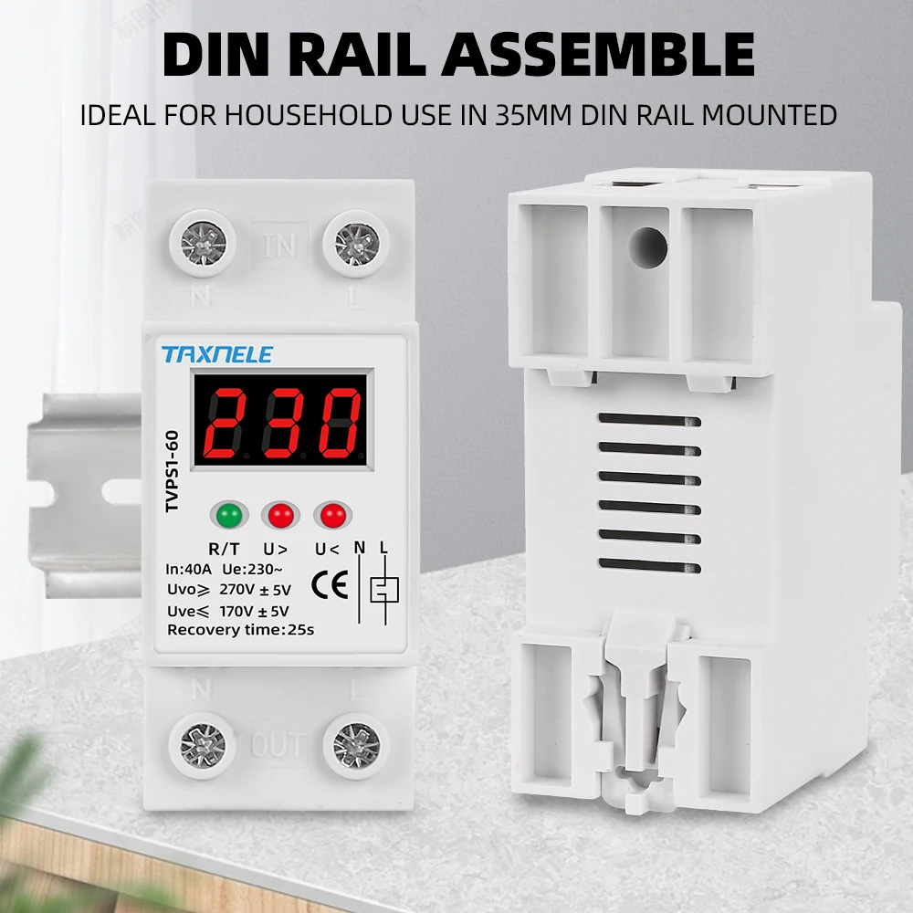 60A 230V DINレール調整可能過電圧および低電圧保護装置プロテクターリレー TOVPD1-63(60A) 60a 230v DINレール  調整可能過電圧および低電圧保護装置プロテクターリレー（過電流保護付き）(80A) デュアルディスプレイ 調節可能な過電圧 電流 保護デバイスプロテクター  ... 60A 230V DINレール調整可能過電圧および低電圧保護装置プロテクターリレー TOVPD1-63(60A)