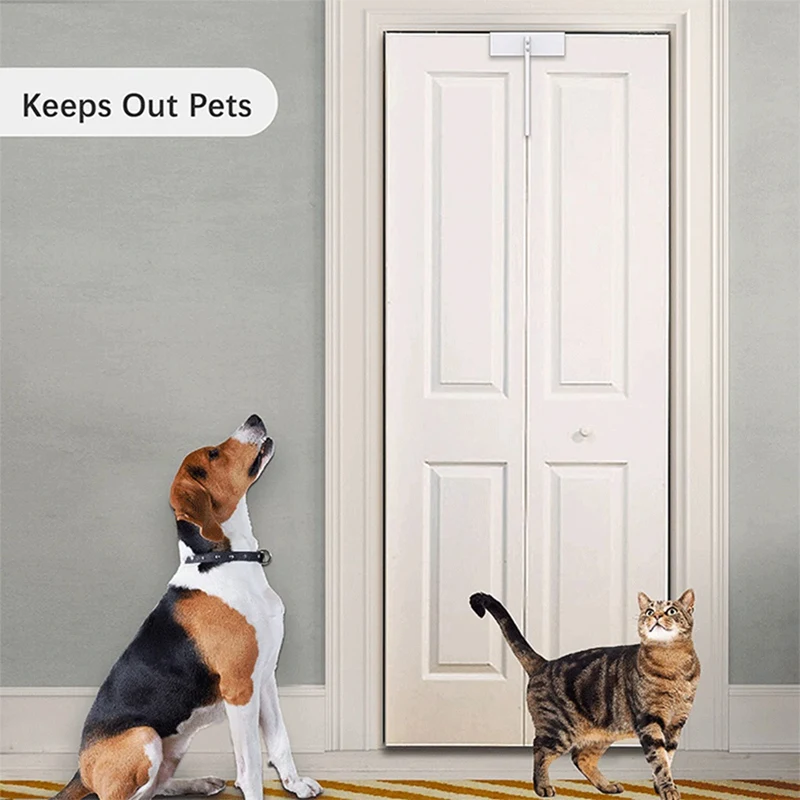 Metal Bifold Door Lock-Double Door Child Safety Locks Keep Toddler, Cats&Dogs Out Of Closets, Cabinets