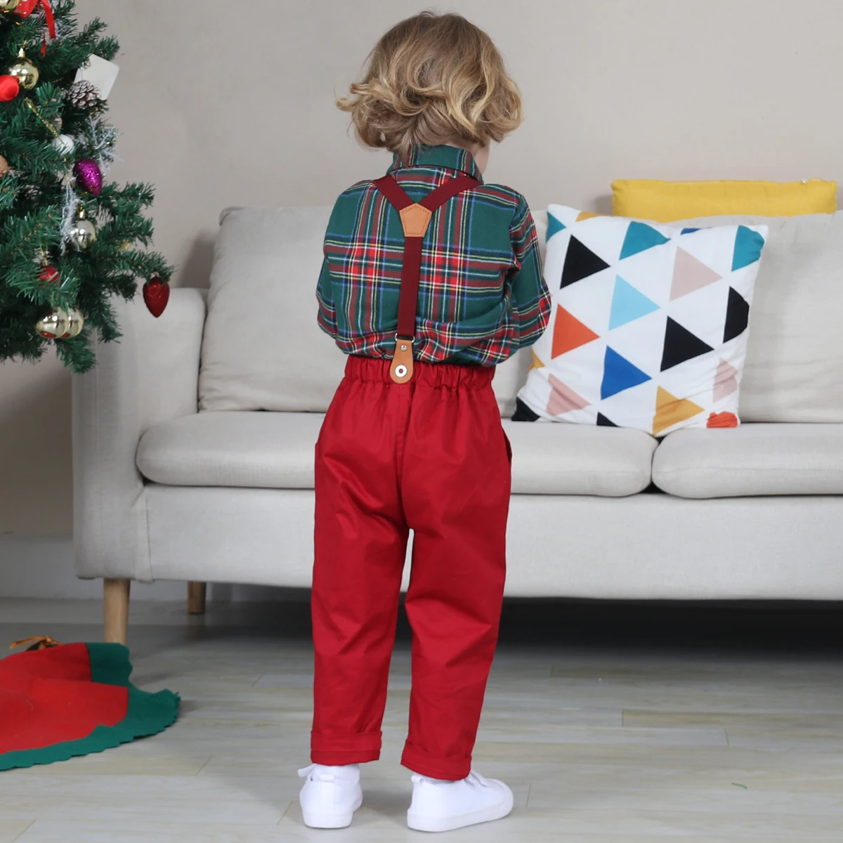 Overalls Baby Boy Red Suspender Pants Baby Christmas Outfit Boy