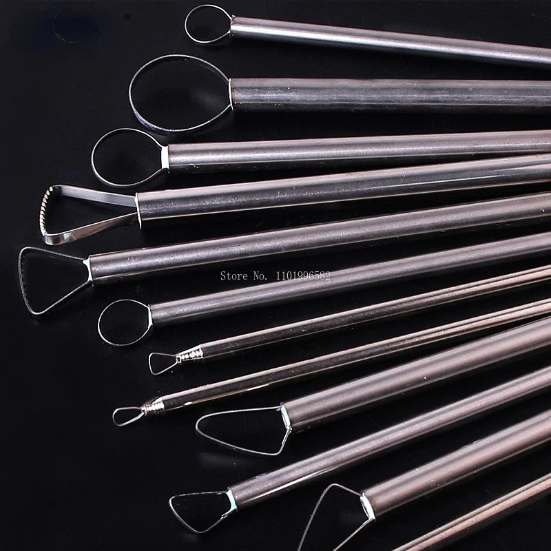 Pottery Sculpting Tools Clay Sculpting Tools Pottery Tools Clay Craft Tool Pottery Stainless Steel Clay Sculpture Scraper 12pcs DIY Ceramic Doll Model Repair Billet Pull Billet Sculpture Molding