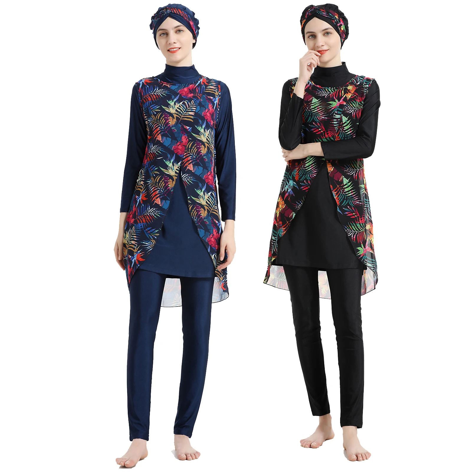 Burkini sleeves with leaf print from shoulder to wrist