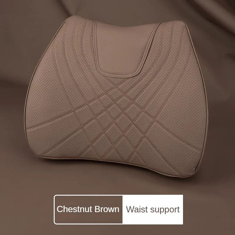 Deluxe Leather Auto Headrest and Lumbar Support Pillow Set