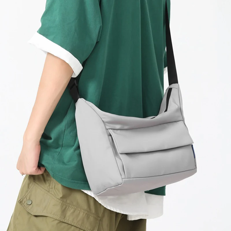 

Chic Solid Color Crossbody Bag Vintage Canvas Fabric Waterproof Single Shoulder Bags Multifunction Student Book Handbag XA191C
