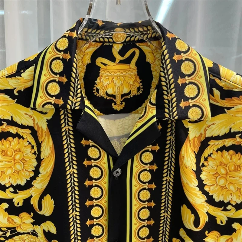 2025 Spring and Summer New Fashion Digital Printing Men's Short Sleeve Shirt High Quality Comfortable Lightweight Fabric