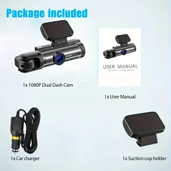 Dual - Lens HD Dash Camera with Night Vision and Wide - Angle Recording - None (D50)