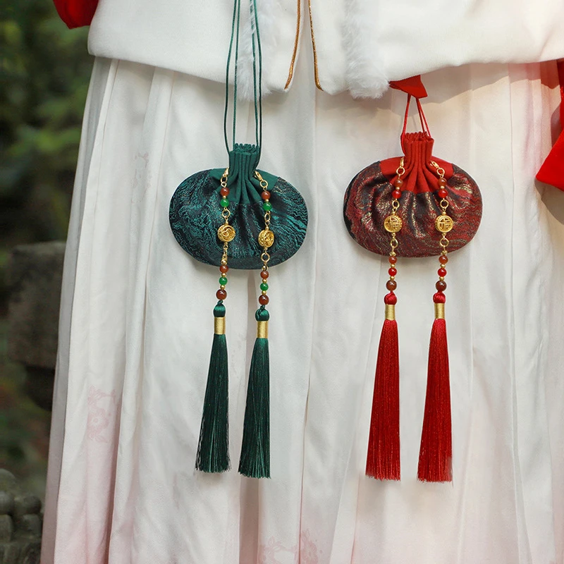 Ancient Style Hanfu Bag Brocade Embroidery Peace Blessing Pouch Dragon ...