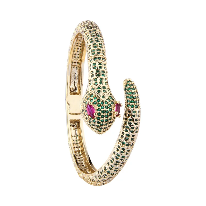 LuxurySnakeBraceletsForWomenWithZirconStainlessSteelBangle