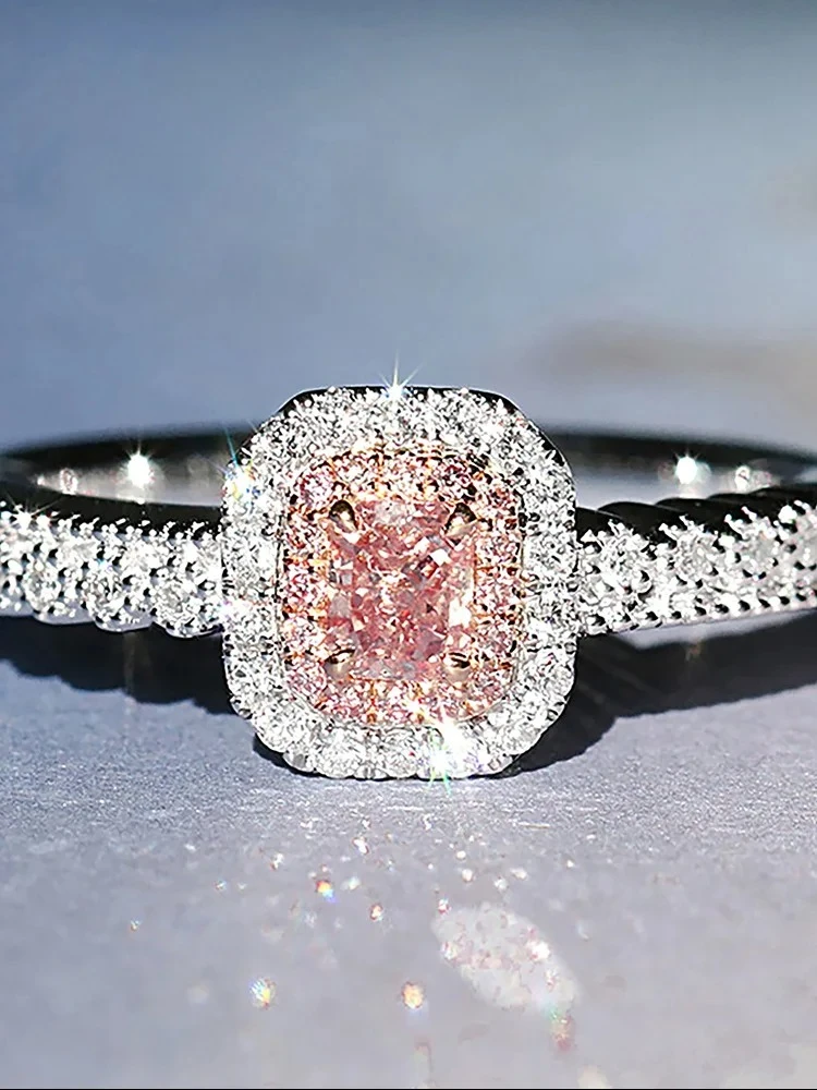 925er Sterlingsilber, modischer, zarter, süßer, quadratischer Zirkon-Ring für Frauen, Jahrestag, personalisierter Luxus, hochwertiger edler Schmuck – Detail 1