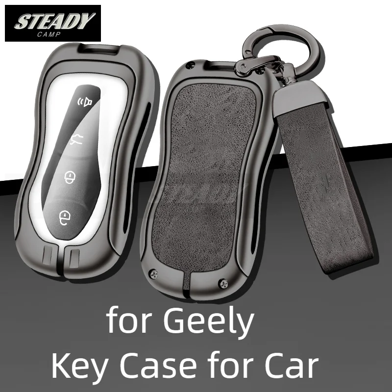 

Zinc Alloy Leather Car Key Case Cover for Geely Xingyue S Boyue Pro Metal Protector Shell Keychain Keyless Bag Auto Accessories