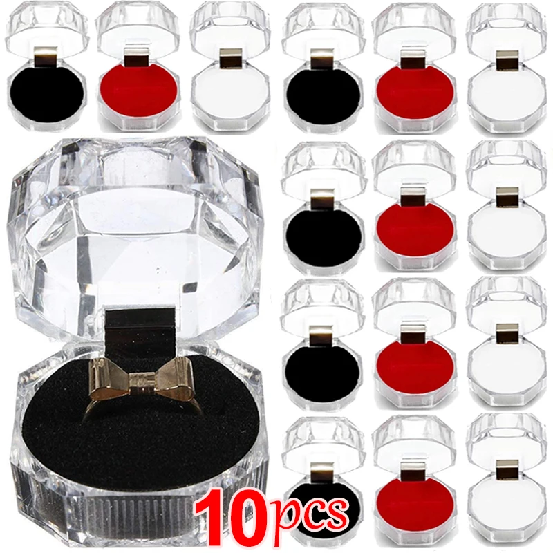 

1-10PCS Acrylic Crystal Ring Boxes Storage Display Box Storage Organizer Case Clear Package Box for Wedding Jewelry Packaging