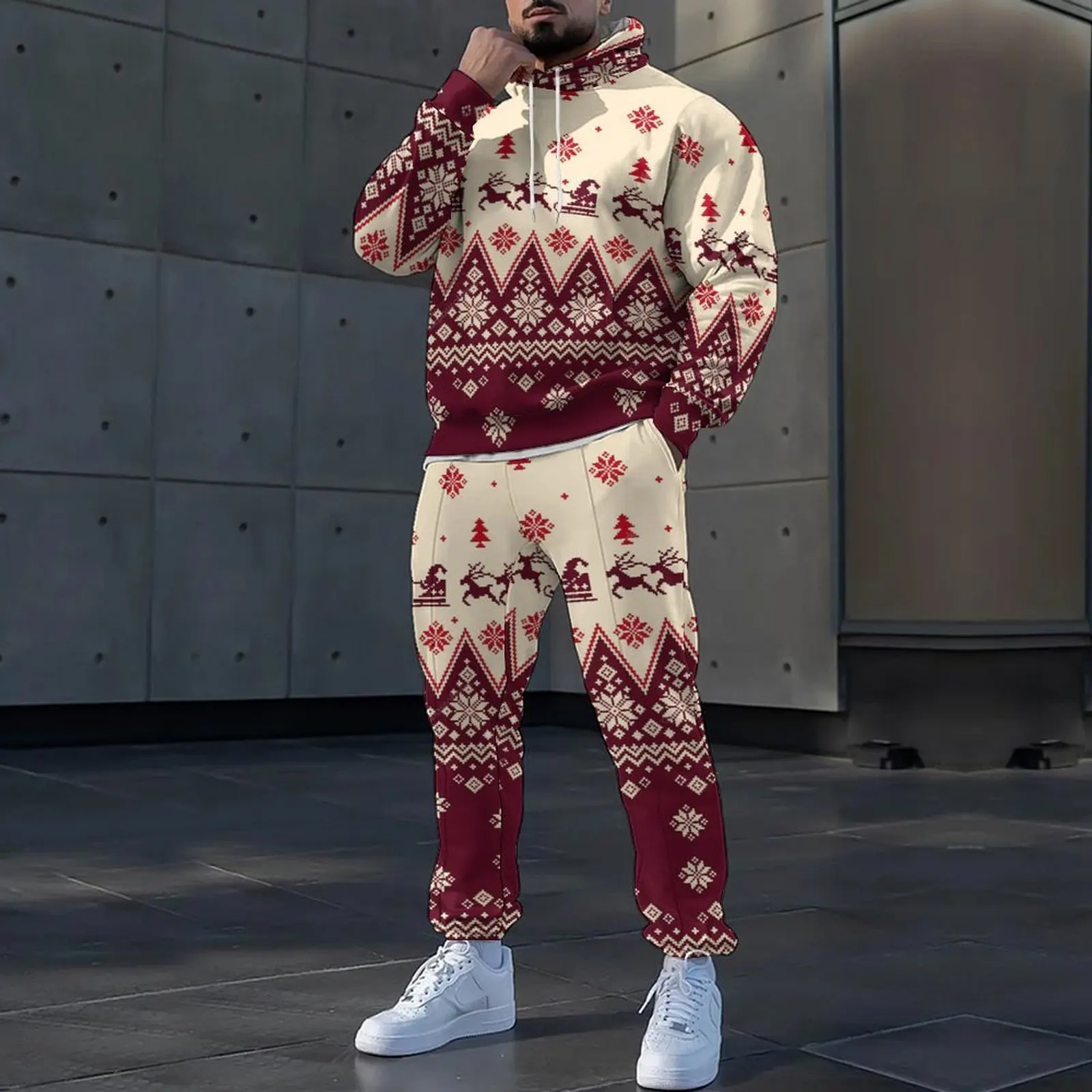 Autumn Mens Sweatshirt Pants Set Sportwear Tracksuit