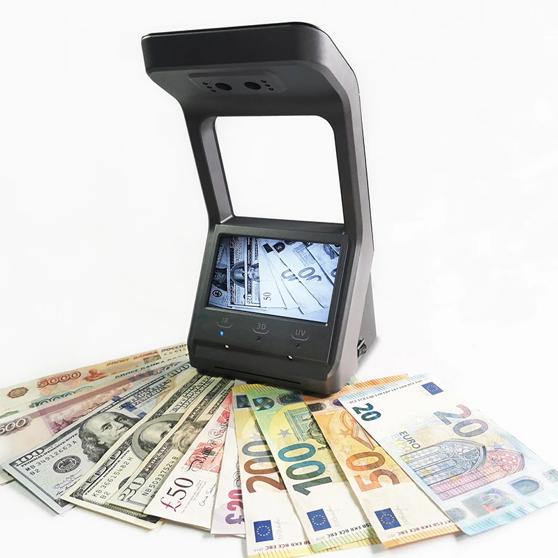 RUB USD EUR 돈 현금 통화 감지기 미니 휴대용 판별기 IR UV 3D ST-380 지폐 여권 수표 감지