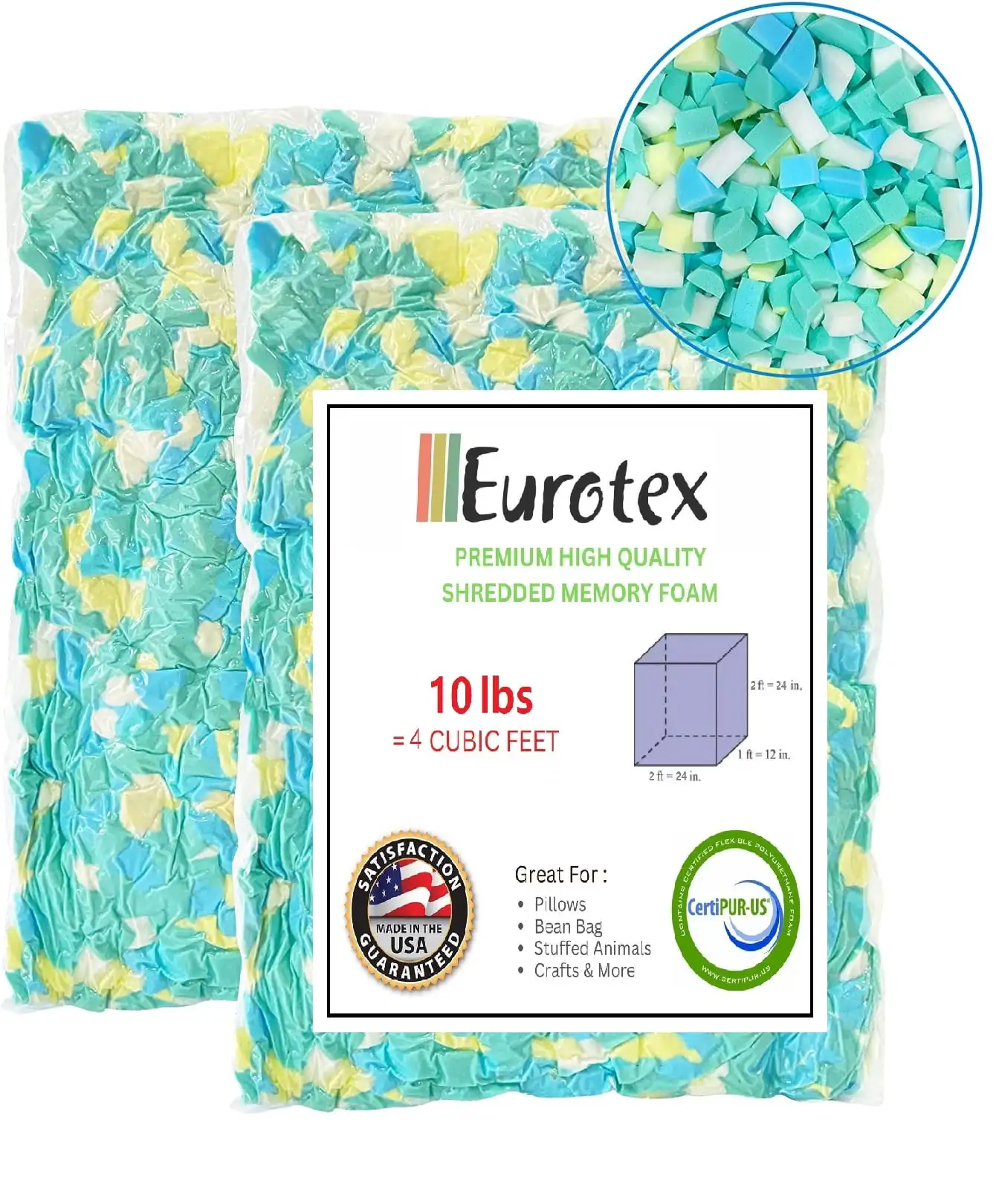 Eurotex Bean Bag Filler w/ Shredded Memory Foam Filling - Pillow