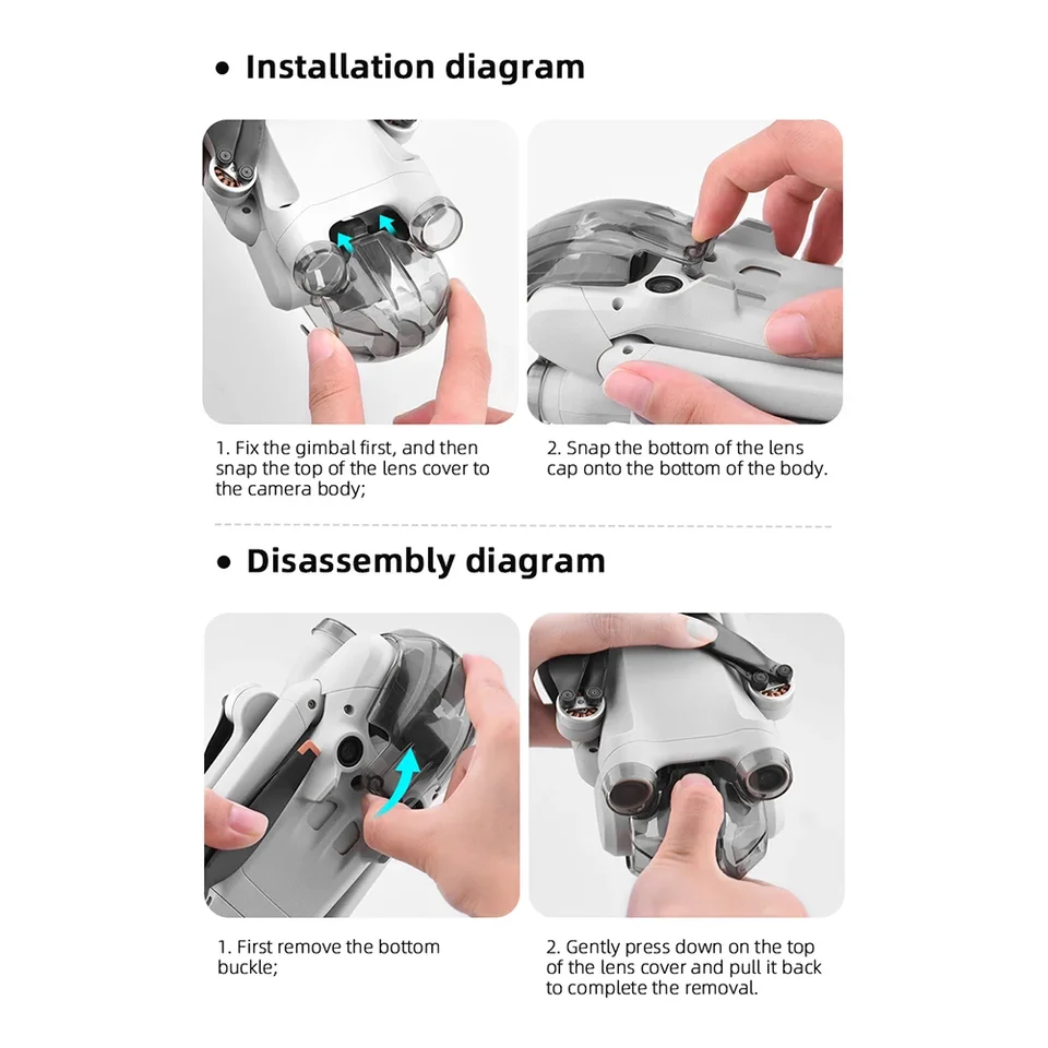 Paraluce E Protezione Gimbal Per DJI Mini 3 Pro – Copriobiettivo Antiriflesso Con Protezione Antiurto – Accessorio Grigio/Nero - 2