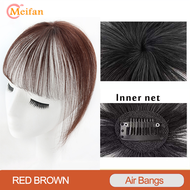 MEIFAN Synthetic Topper Hairpiece False Bang Clip-In Bangs Extension Natural Fake Fringe Invisible Clourse Hairpiece for Women - dark brown-201299535