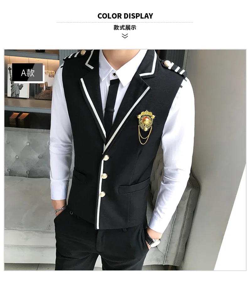 coat suit for men Turndown New Collar Solid Vest Men Plus Size Chaleco Hombre Single Breasted Business Formal Wear Suit Vests For Men 2022 Spring coat suit for men