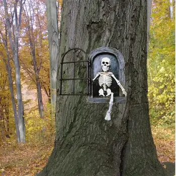 Halloween Garden Decor Window Opening Terror Skeleton Man Outdoor Sculpture Resin Hanger Crafts Home Fairy Garden Accessories