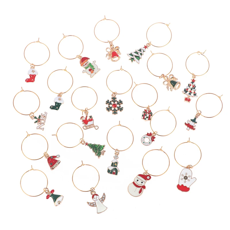 Christmas Wine Glass Charms Wine Cup Tags Cup Decorations Markers Party Supplies 20pcs wine glass marker