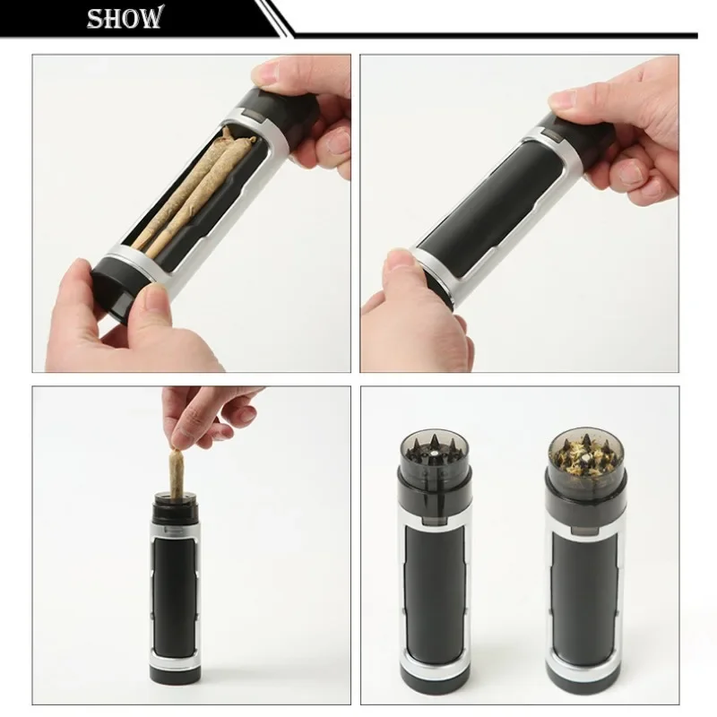 Herbal Grinder Plastic Herb Grass Grinder Kit Storage Horn Tube Tobacco Box for Roll Paper Filling Machine DIY Pipe Smoking Accessories herbal grinder