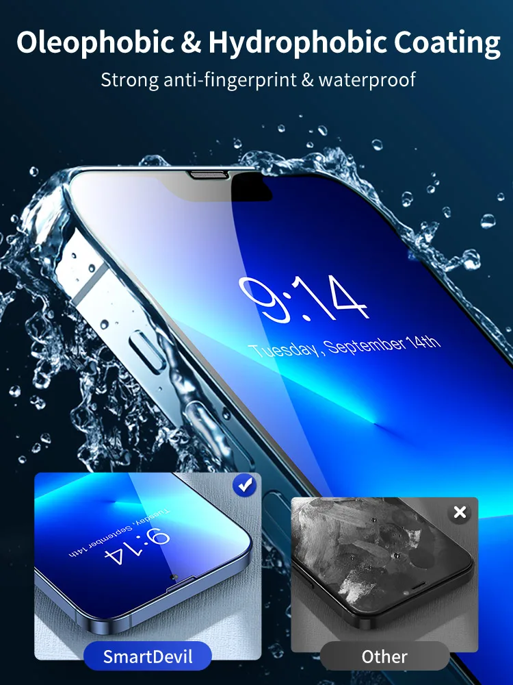 SmartDevil 2 Pcs for iPhone 11 Full Cover Tempered Glass for iPhone 13 Pro Max 12 mini 7 8 X XS XR SE 3 2020 Screen Protector HD